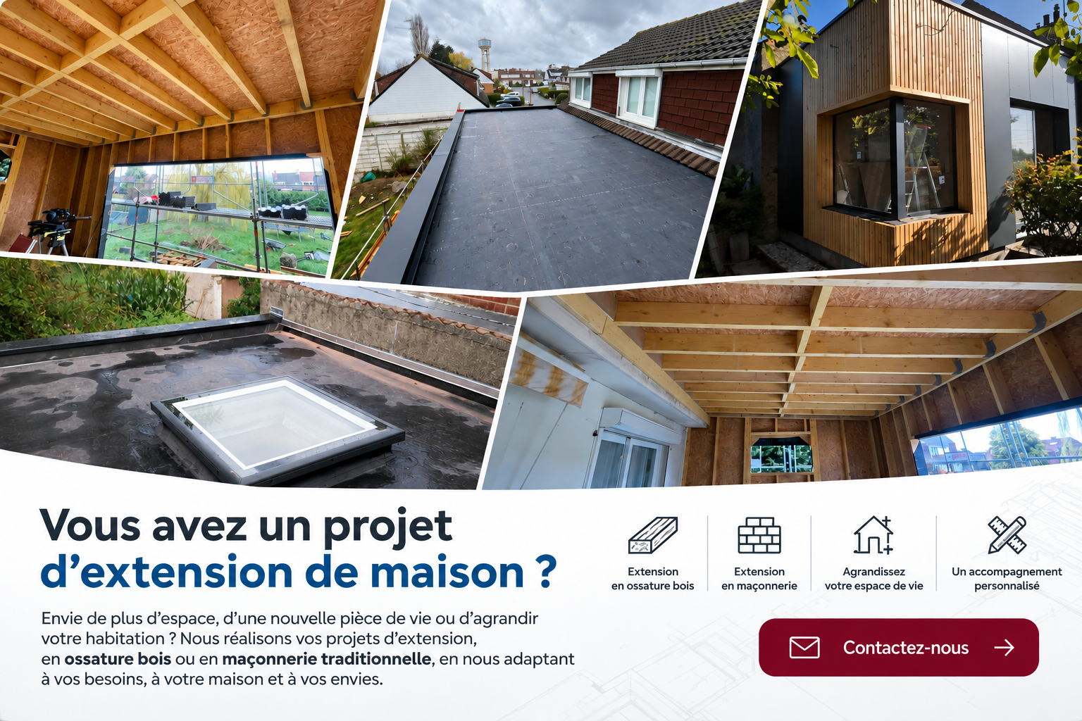 Extension de maison : ossature bois, maçonnerie et accompagnement personnalisé